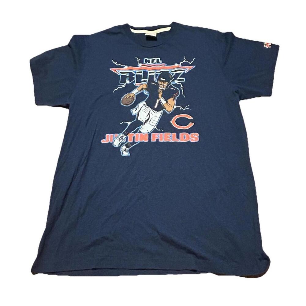 Homage Chicago Bears Justin Fields NFL Blitz Graphic T Shirt Mens Large Navy